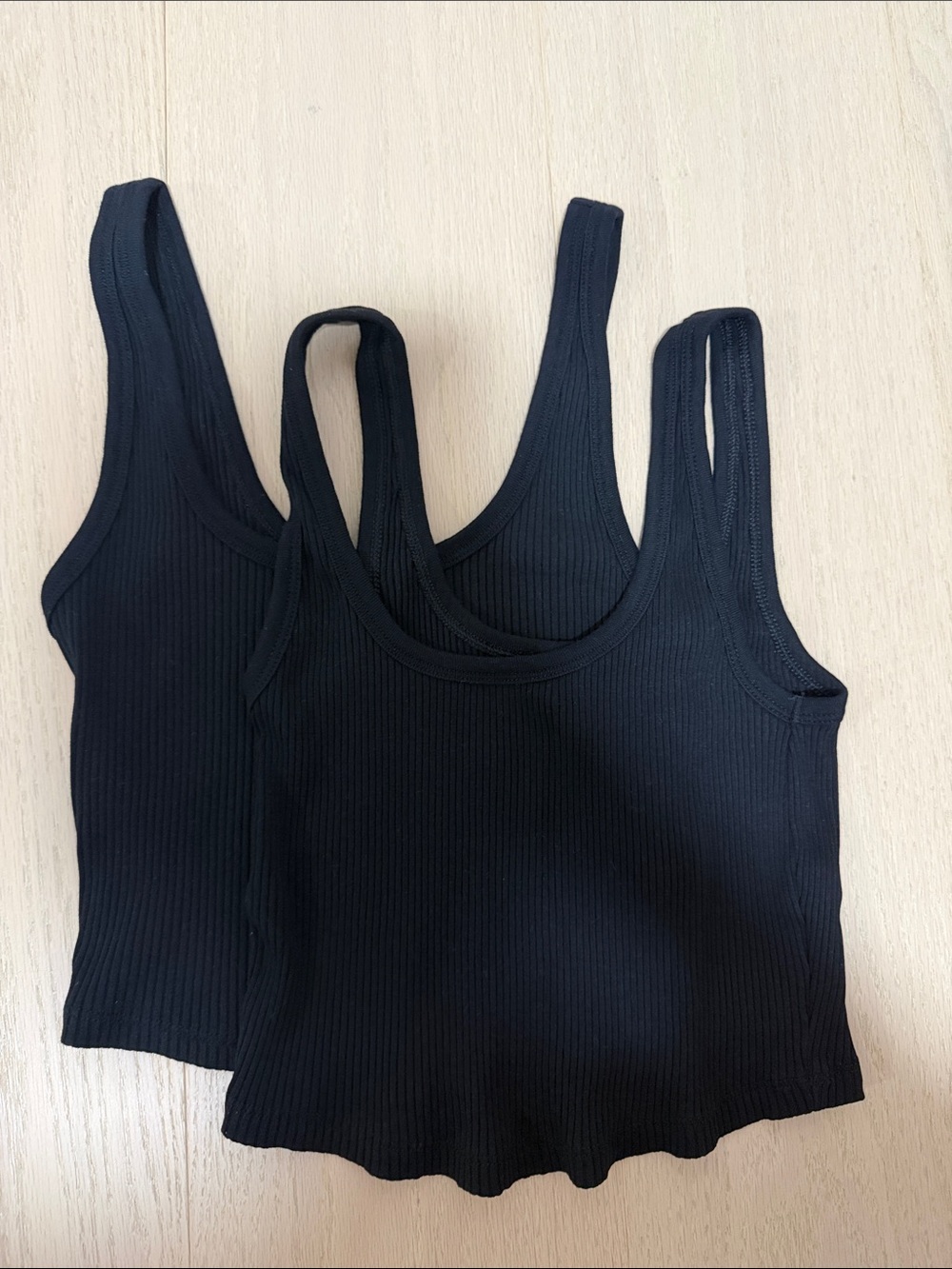 Old Navy Black Ribbed Crop Tank Top (Set of 2)
